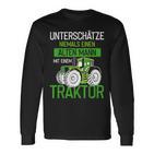 Unterschätze Niemals Einen Alten Mann Mit Einem Traktor Opa Langarmshirts