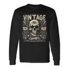 Vintage 1961 Geboren 1961 Geburtstag Totenkopf Biker Motorrad Langarmshirts