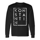 Vintage-Stil Schwarzes Langarmshirts mit 'Konstantin' Aufdruck, Retro Design Tee