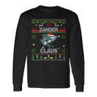 Zander Claus Christmas Jumper For Fishermen Christmas Langarmshirts