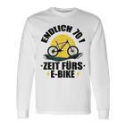 70Th Birthday Bicycle Endlich 70 Zeit Für E-Bike Langarmshirts