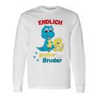 Children's Endlich Großer Bruder 2023 Announce Dino 80 Langarmshirts