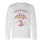 Children's Ich Bin Schon 3 Unicorn White Langarmshirts