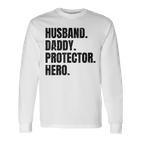 Herren Ehemann Papa Protector Hero Besterateratertag Langarmshirts