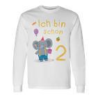 Kinder Ich Bin 2 Jahre Alt Elefant 2Nd Birthday Langarmshirts