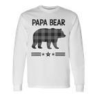 Papa-Bär In Schwarz-Weiß Kariertem Bär Langarmshirts