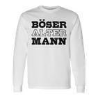 Weißes Langarmshirts für Herren, Böser Alter Mann Aufdruck, Lustiges Design