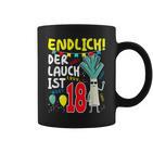 18Th Birthday Boy Der Lauch Ist Endlich 18 Jahre Black Tassen