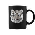 Schwarzes Tassen mit Weißem Tiger-Gesicht, Tiermotiv Tee