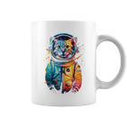 Astronaut Weltraum Katze Mama Papa Männer Kind Bunt Astronaut Weltraum Tassen