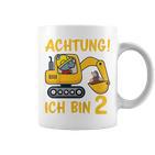 Children's Achtung Ich Bin 2 Jahre Alt 2Nd Birthday Digger Rhino Tassen