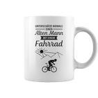 Unterschätze niemals einen alten Mann mit Fahrrad Tassen, Lustiges Radfahrer Tee