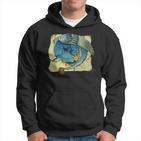 Abstrakte Kunst Fischen Themen Hoodie in Schwarz, Kreatives Angler Tee