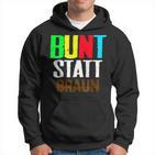 Bunt Statt Braun Hoodie, Farbblock-Schrift Design, Schwarzes Tee