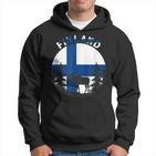 Elch & Waldmotiv Hoodie im Finland-Flaggen Design