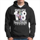 Endlich 18 Einhorn Hoodie - Humorvoller Aufdruck zum Erwachsenwerden