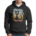 Funky Vintage Retro Cat Silhouette Black Hoodie