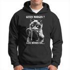 Guten Morgen Ganz Thin Eis German Language Cat Kaffee Black Hoodie