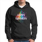 Happy Birthday Regenbogenfarbe Splash Neon Rot Orange Blau Top Hoodie