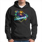 Herren-Hoodie Schwarz, Neon Overdrive Grafik, Retro-Gamer-Design