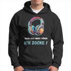 Kann Dich Nicht Hören Ich Zocke Hoodie für Gamer, Schwarzes Gaming Tee