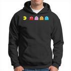 Retro Arcade-Spiel Charakter Hoodie, Nostalgisches Gamer Schwarz Tee