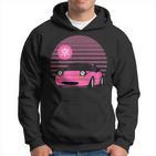 Retro Sonnenuntergang & Sportwagen Grafik Hoodie, Stilvoller Print