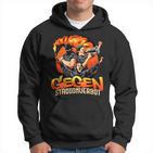 Schwarzes Hoodie Gegen Stadionverbot, Feuer-Design Grafik-Print