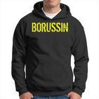 Schwarzes Hoodie mit gelbem BORUSSIN Schriftzug, Fußballfan Bekleidung