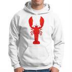 Rotes Hummer-Design Herren Hoodie in Weiß, Lustiges Meeresfrüchte Tee