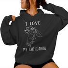 Damen Ich Liebe Meine Chihuahua Mama Chihuahua Papa Chihuahua Mit-Ausschnitt Kapuzenpullover für Damen