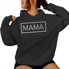 Damen Mama Logo Muttertag Partnerlook Familie Mama Mit-Ausschnitt Kapuzenpullover für Damen