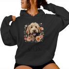 Goldendoodle Mom Dog Momintage Style Floral Floral Gray Kapuzenpullover für Damen