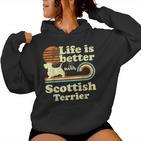 Life Better Scottish Terrierintage Hund Mama Papa Kapuzenpullover für Damen