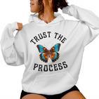 Trust The Process X Butterflyertraue Auf Prozess Backprint Kapuzenpullover für Damen