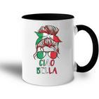 Ciao Bella Italian Flag With Sunglasses Tasse Zweifarbig