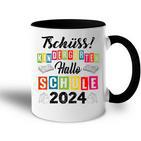 Kinder Tschüss Kindergarten Hallo Schule 2024 Kita Abgänger Tasse Zweifarbig