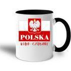 Polska Bialo-Czerwoni Polnische Flagge Polnisches Emblem Weißer Adler Tasse Zweifarbig