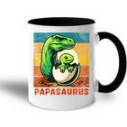 Retro Papasaurusatertag Bester Papa T-Rex Papa Dinosaur Kapuzenjacke Tasse Zweifarbig