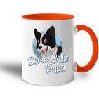 Damen Border Collie Papa Mit Comic Zeichnung Herren Mit-Ausschnitt Tasse Zweifarbig