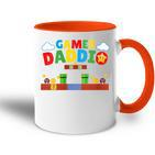 Damen Gamer-Papa Retro-Gamer-Vater-Nostalgiepapa Level Aufsteigen Mit-Ausschnitt Tasse Zweifarbig