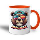 Damen Papa Bär Papa Bearatertagsgeschenk Für Papa Spruch Lustig Mit-Ausschnitt Tasse Zweifarbig