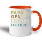 Damen Papa Opa Angel Legende Geschenk Zumatertag Für Angler Mit-Ausschnitt Tasse Zweifarbig