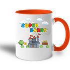 Damen Super Papa Gamer Daddy Super Daddi Mit-Ausschnitt Tasse Zweifarbig