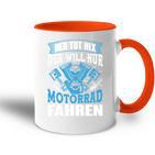 Der Tut Nix Der Will Nur Motorrad Fahren Biker Ehemann Papa Tasse Zweifarbig