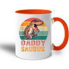 Happy Daddy Saurus T-Rex Dinosaurieratertag Dinosaurier Papa Tasse Zweifarbig