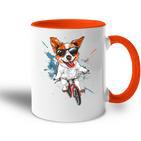 Hund Fahrrad Reiten I Lustiger Hund Auf Dem Fahrrad Hundeliebhaber Tasse Zweifarbig