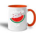 Palestine Map Watermelon Arabic Calligraphy Tasse Zweifarbig