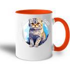 Scottish Fold Katzen Papa Cat Dad Daddy Haustier Freund Tasse Zweifarbig