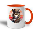 Steampunk Cat Retro Sunset Glasses Hat And Watches Tasse Zweifarbig